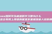 seo如何可以极速的学习 那为什么还会有网上授课的呢 是不是就像他人说的那样都是自己学习的 (seo怎样)