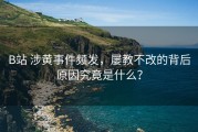 B站 涉黄事件频发，屡教不改的背后原因究竟是什么？