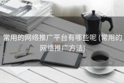 常用的网络推广平台有哪些呢 (常用的网络推广方法)