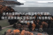 技术分享WePoKer有没有作弊辅助，微扑克原来确实是有挂的（有挂教程）-哔哩哔哩