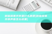 微信屏幕共享是什么意思 (微信屏幕共享声音怎么设置)