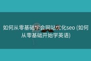 如何从零基础学会网站优化seo (如何从零基础开始学英语)