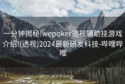 一分钟揭秘!wepoker透视辅助挂游戏介绍!(透视)2024最新研发科技-哔哩哔哩