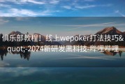 俱乐部教程！线上wepoker打法技巧&quot;-2024新研发黑科技-哔哩哔哩