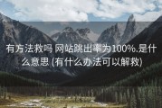 有方法救吗 网站跳出率为100%.是什么意思 (有什么办法可以解救)