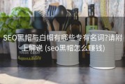 SEO黑帽与白帽有哪些专有名词?请附上解说 (seo黑帽怎么赚钱)