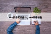 seo网络营销是什，seo网络销售
