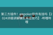 第三方插件！wepoker软件有挂吗【2024详细讲解确实有挂技巧】-哔哩哔哩