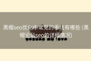 黑帽seo优化中常见的手法有哪些 (黑帽论坛seo的详细情况)