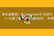 俱乐部教程！线上wepoker打法技巧（一分钟了解下透视辅助软件）-哔哩哔哩