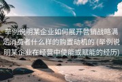 举例说明某企业如何展开营销战略满足消费者什么样的购置动机的 (举例说明某企业在经营中使能或赋能的经历)