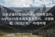 玩家必备科技!WePoKer德州有挂吗，AAPOKER原来确实是有挂的，详细教程（有挂价格）-哔哩哔哩