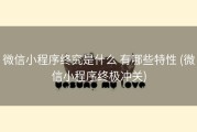微信小程序终究是什么 有哪些特性 (微信小程序终极冲关)