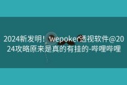 2024新发明！wepoker透视软件@2024攻略原来是真的有挂的-哔哩哔哩