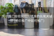 竞价推广中如何挖掘精准的长尾关键词 (竞价推广中如何推广)