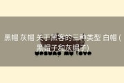 黑帽 灰帽 关于黑客的三种类型 白帽 (黑帽子和灰帽子)
