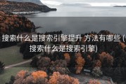 搜索什么是搜索引擎提升 方法有哪些 (搜索什么是搜索引擎)