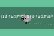 抖音作品怎样优化 (抖音作品怎样删除)