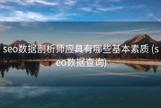 seo数据剖析师应具有哪些基本素质 (seo数据查询)