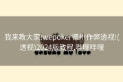 我来教大家!wepoker德州作弊透视!(透视)2024版教程,哔哩哔哩