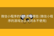 微信小程序的特色都有哪些 (微信小程序的游戏怎么关闭永不使用)