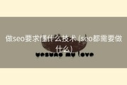 做seo要求懂什么技术 (seo都需要做什么)