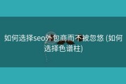 如何选择seo外包商而不被忽悠 (如何选择色谱柱)