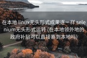 在本地 linux无头形式成果逐一样 selenium无头形式运转 (在本地领外地的政府补贴可以直接寄到本地吗)
