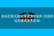 网站百度关键词排名怎样保养 (百度网站关键词排名查询)