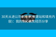 30天从进公司到接单(含建站和填充内容)：我的SEO真实经历分享