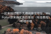 一起来探讨微扑克德州有没有挂，WePoKer原来确实真的有挂（有挂教程）-哔哩哔哩