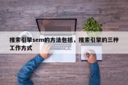 搜索引擎sem的方法包括，搜索引擎的三种工作方式