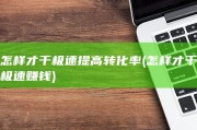 怎样才干极速提高转化率 (怎样才干极速赚钱)