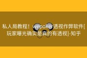 私人局教程！wepoker透视作弊软件[玩家曝光确实是真的有透视]-知乎