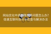 网站优化中遇到降权等问题怎么办？佳速互联科技分享检查与解决办法