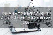 电脑软件崩了怎样恢复文件电脑程序乱了如何才干恢复 (电脑软件崩了怎么修复)