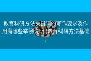 教育科研方法关键词的写作要求及作用有哪些举例说明 (教育科研方法基础)
