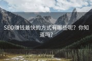 SEO赚钱最快的方式有哪些呢？你知道吗？