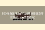 SEO站群建站及优化战略须要留意哪些事项 (seo站群教程)