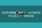 玩家实测教程“闽乐十三水究竟有挂吗!太坑人了“原来有挂