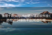 推荐十款!wepoker德州辅助软件挂!(透视)2024爆款平台(哔哩哔哩)