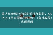 重大科普微扑克辅助透视作弊软，AAPoKer原来是真的有挂的（有挂教程）-哔哩哔哩