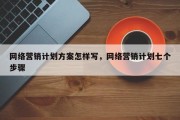 网络营销计划方案怎样写，网络营销计划七个步骤