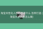 淘宝共性化人群标签是什么 怎样打造 (淘宝共享人群怎么做)