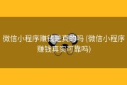 微信小程序赚钱是真的吗 (微信小程序赚钱真实可靠吗)