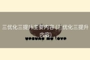 三优化三提升主要内容 (三优化三提升内容)