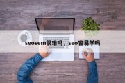 seosem很难吗，seo容易学吗