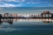优化网站在移动设施上的体验 谷歌排名技巧之移动端SEO (优化网站的意思)