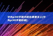华为p30手机小薇在哪里关上 (华为p30手机价格)