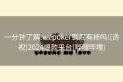 一分钟了解!wepoker到底有挂吗!(透视)2024爆款平台(哔哩哔哩)
